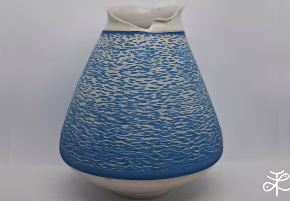 Vase grès blanc engobé